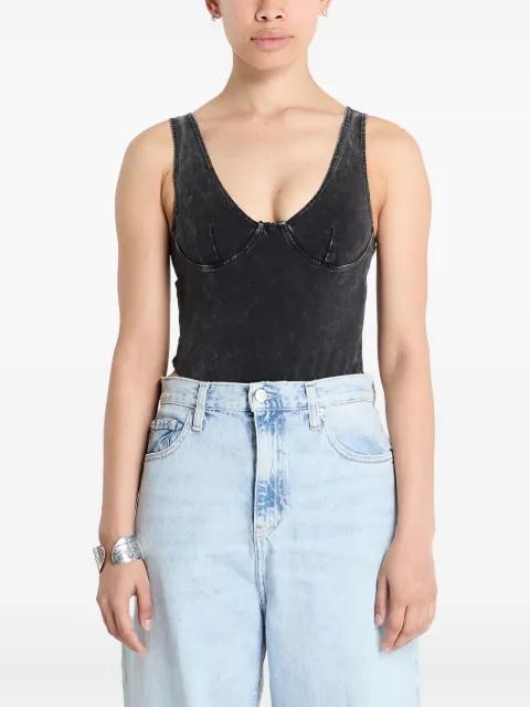 acid-wash sleeveless bodysuit by PATTA