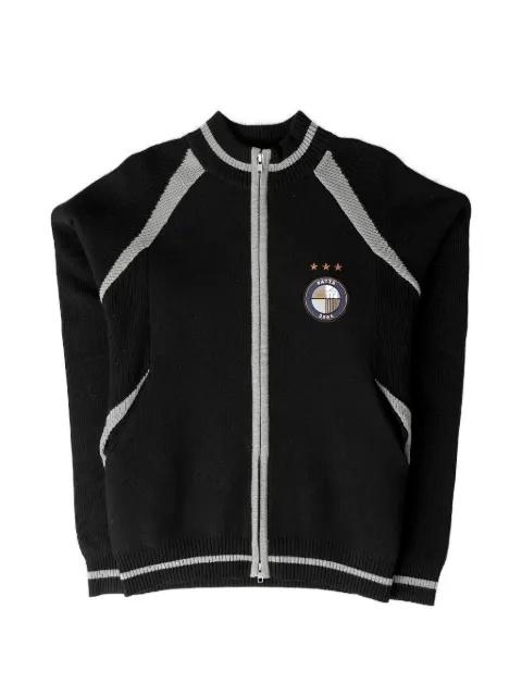 logo-jacquard zip-up cardigan by PATTA