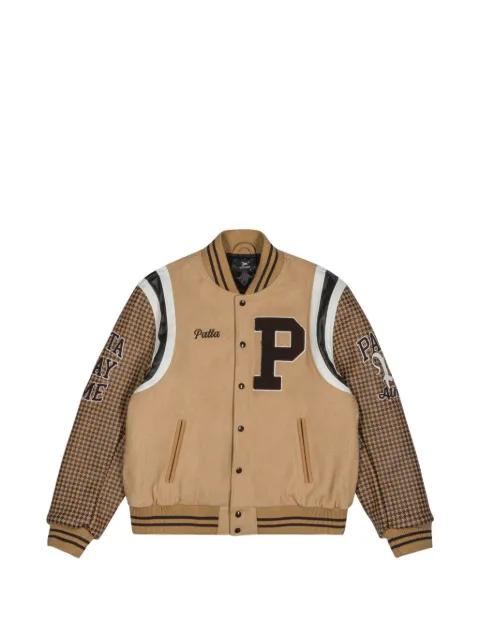 logo-patch houndstooth bomber jacket by PATTA