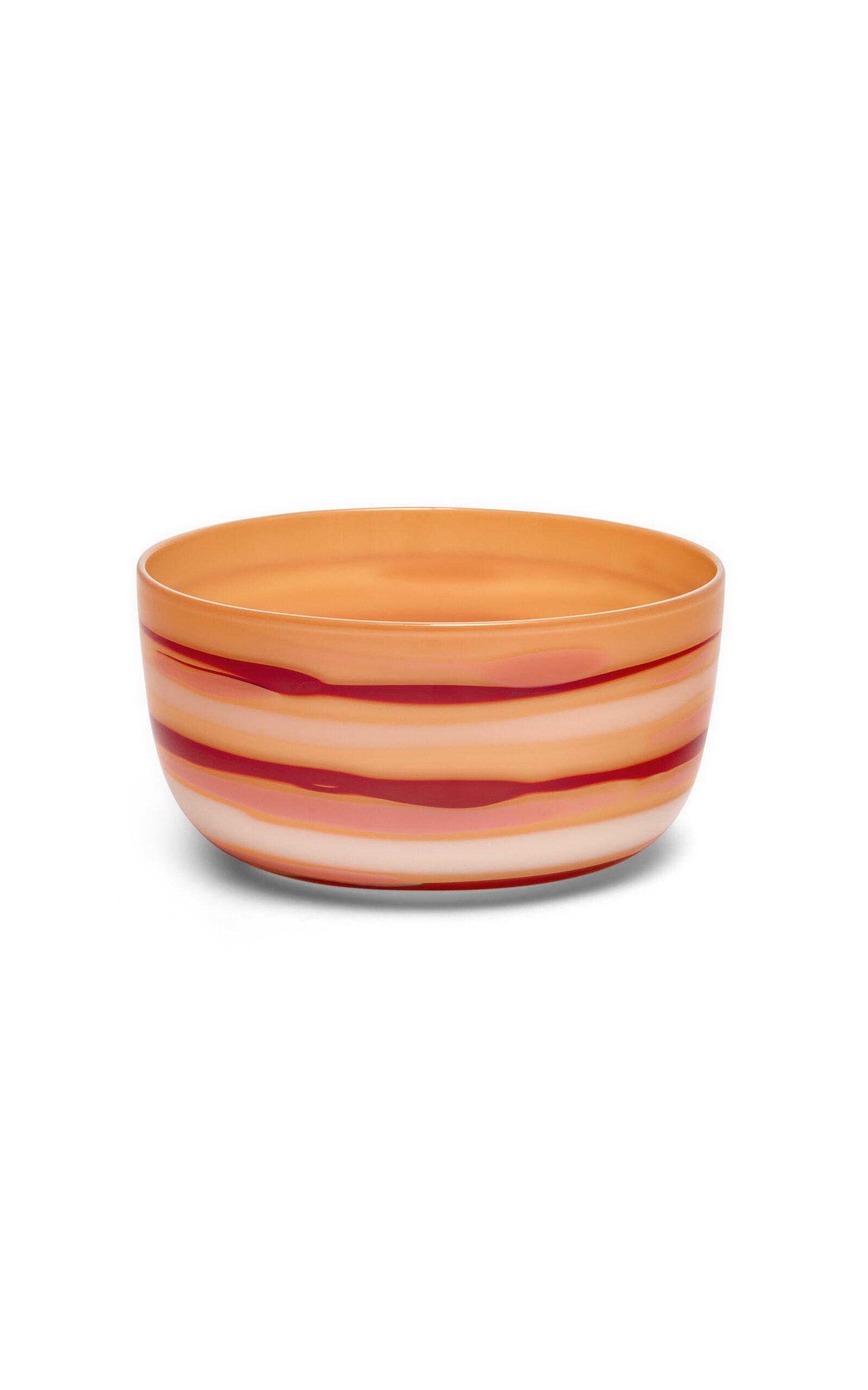 Paul Arnhold Glass - Exclusive Coral Bowl With Oxblood; Flamingo; And White Strokes - Pink - Moda Operandi by PAUL ARNHOLD GLASS