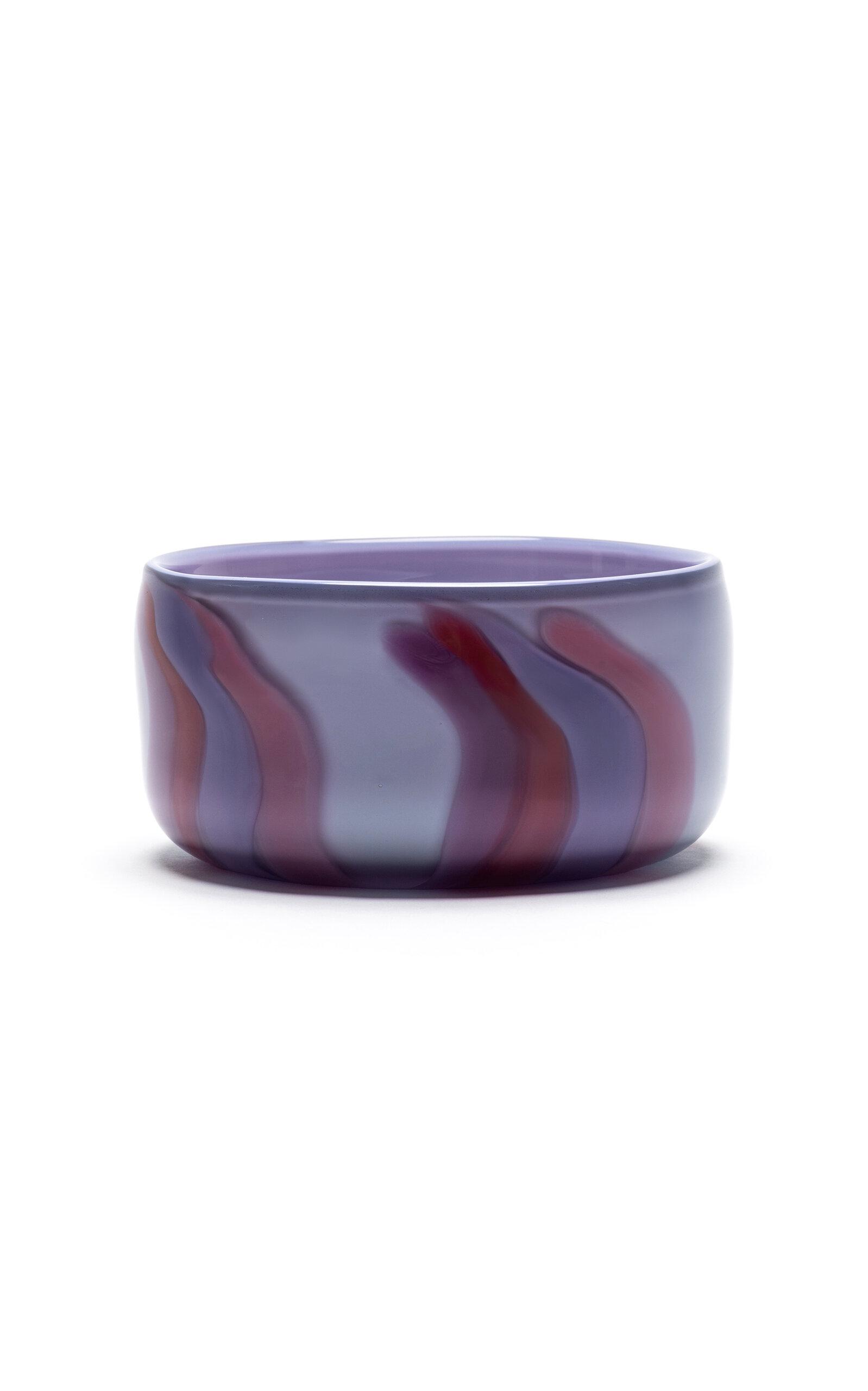 Paul Arnhold Glass - Exclusive Lilac Bowl With Rose; Coral; And Violet Stripes - Purple - Moda Operandi by PAUL ARNHOLD GLASS