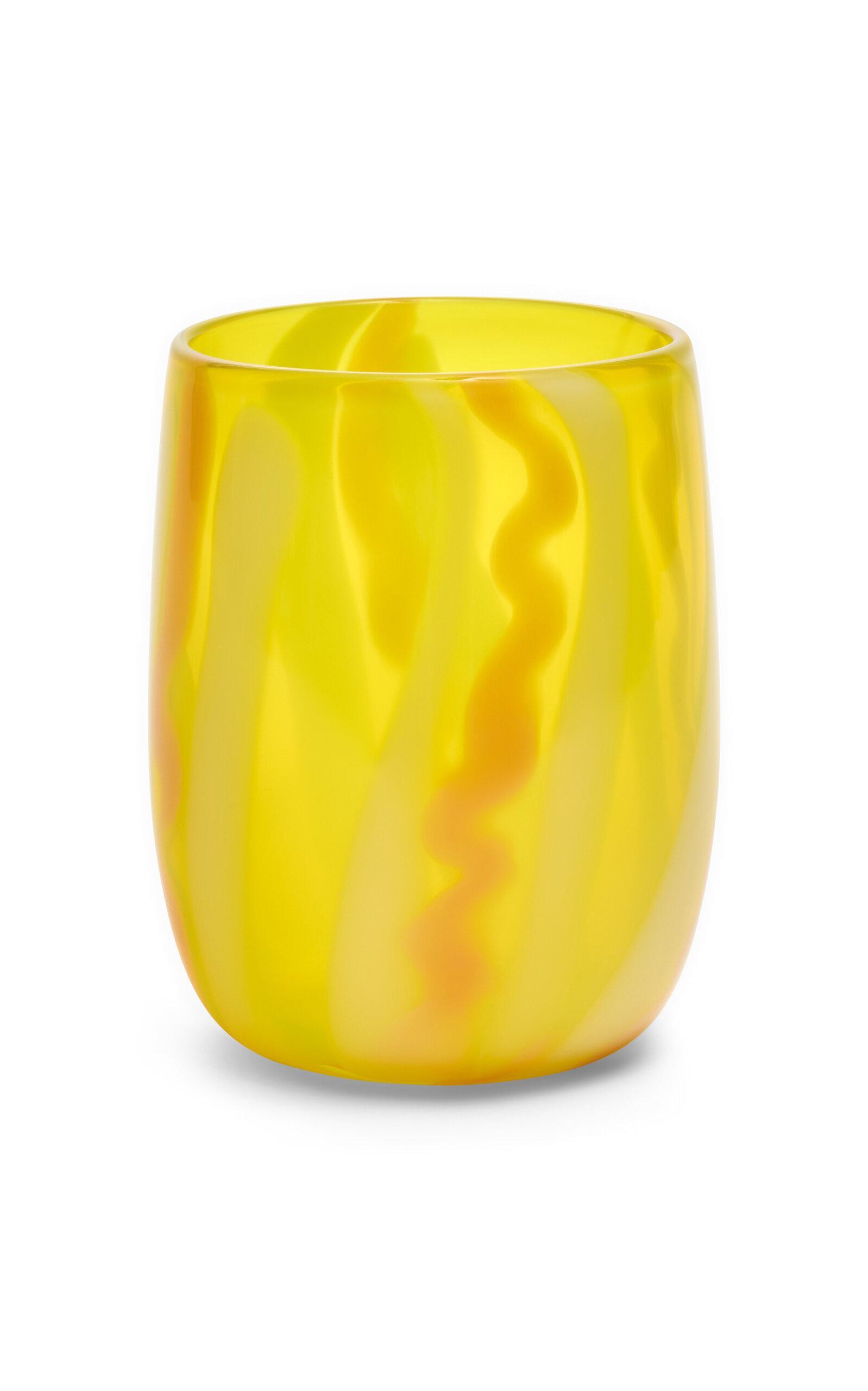 Paul Arnhold Glass - Exclusive Neon Yellow Transparent Vase With White; Yellow; And Flamingo Strokes - Yellow - Moda Operandi by PAUL ARNHOLD GLASS
