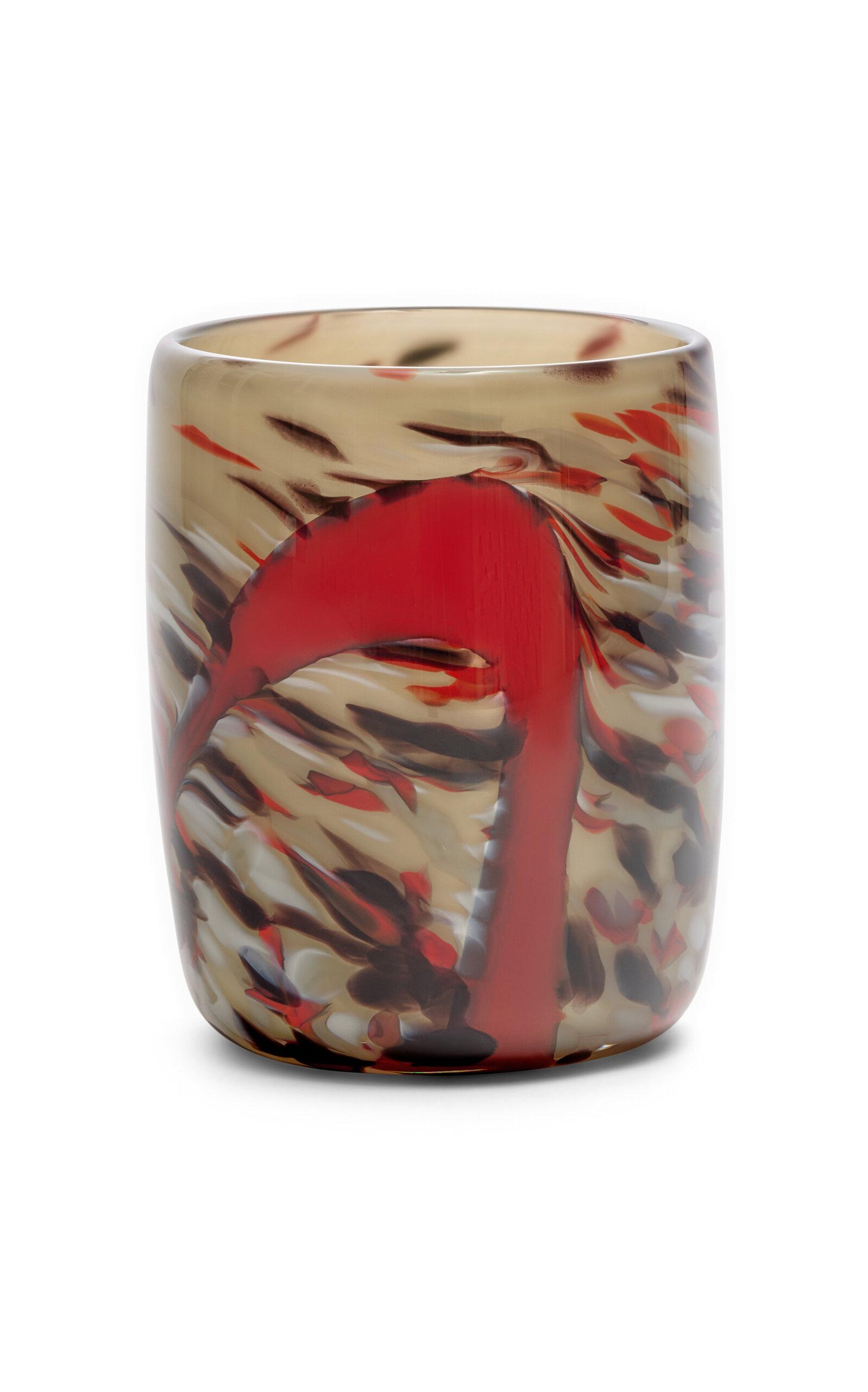 Paul Arnhold Glass - Exclusive Neutral Grey Vase With Red Camouflage Spots And Oxblood Strokes - Grey - Moda Operandi by PAUL ARNHOLD GLASS