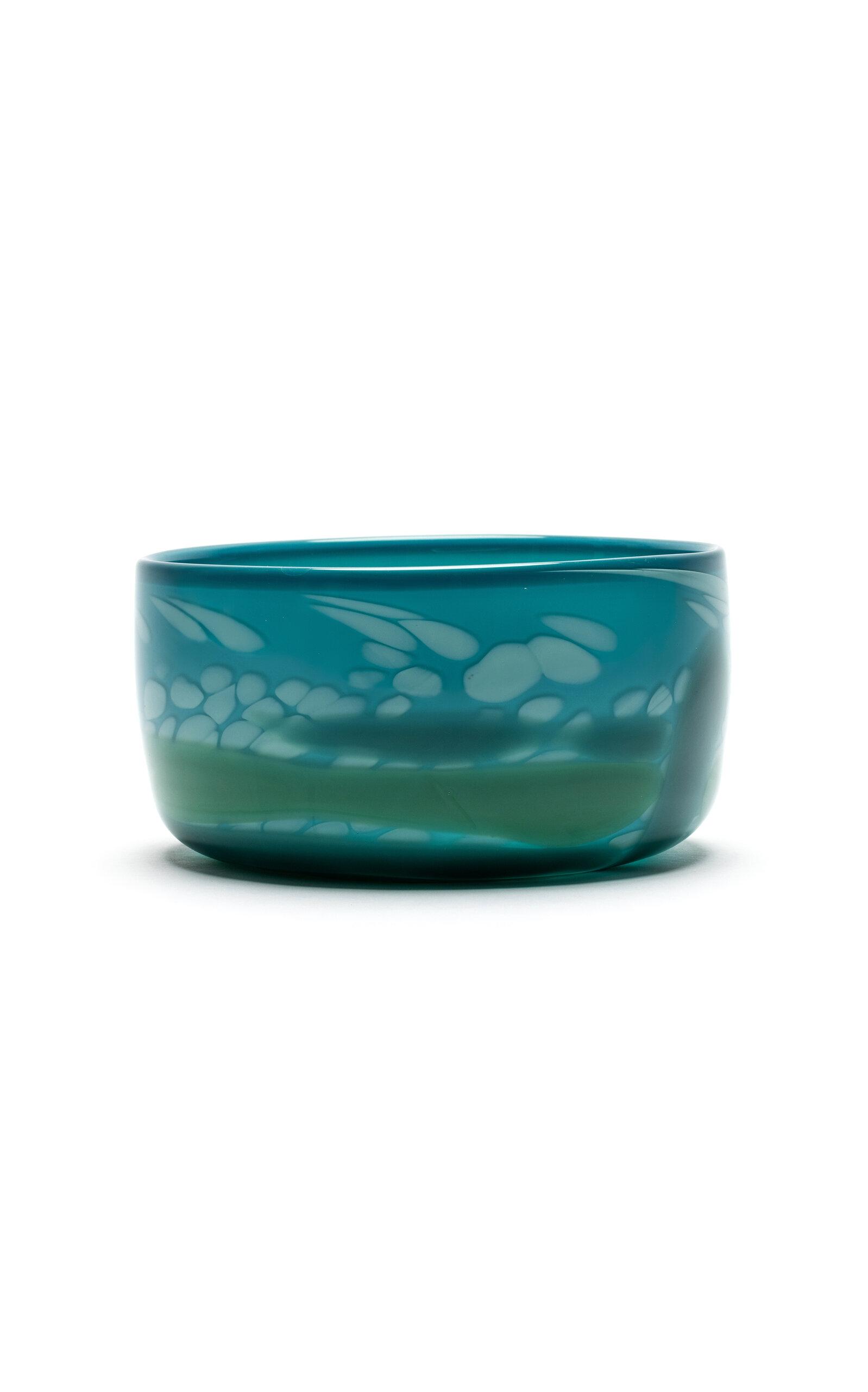 Paul Arnhold Glass - Exclusive Teal Bowl With Seafoam Spots And Jade Strokes - Green - Moda Operandi by PAUL ARNHOLD GLASS