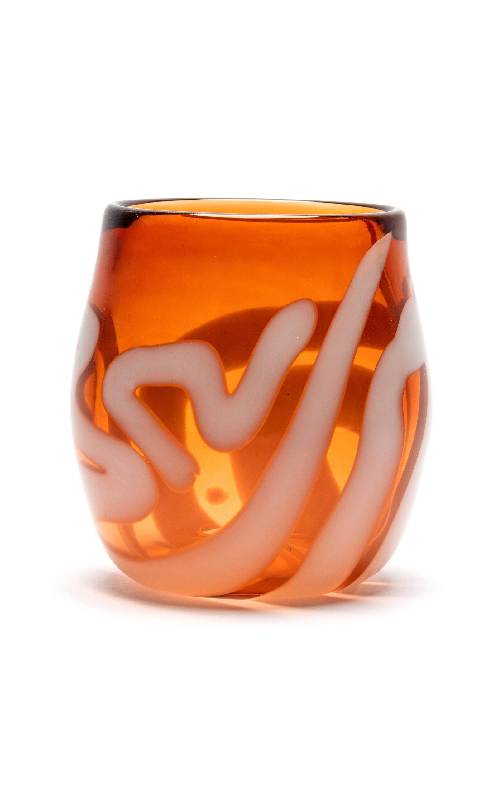 Paul Arnhold Glass - Exclusive Transparent Sienna Vase With White Strokes - Clear - Moda Operandi by PAUL ARNHOLD GLASS