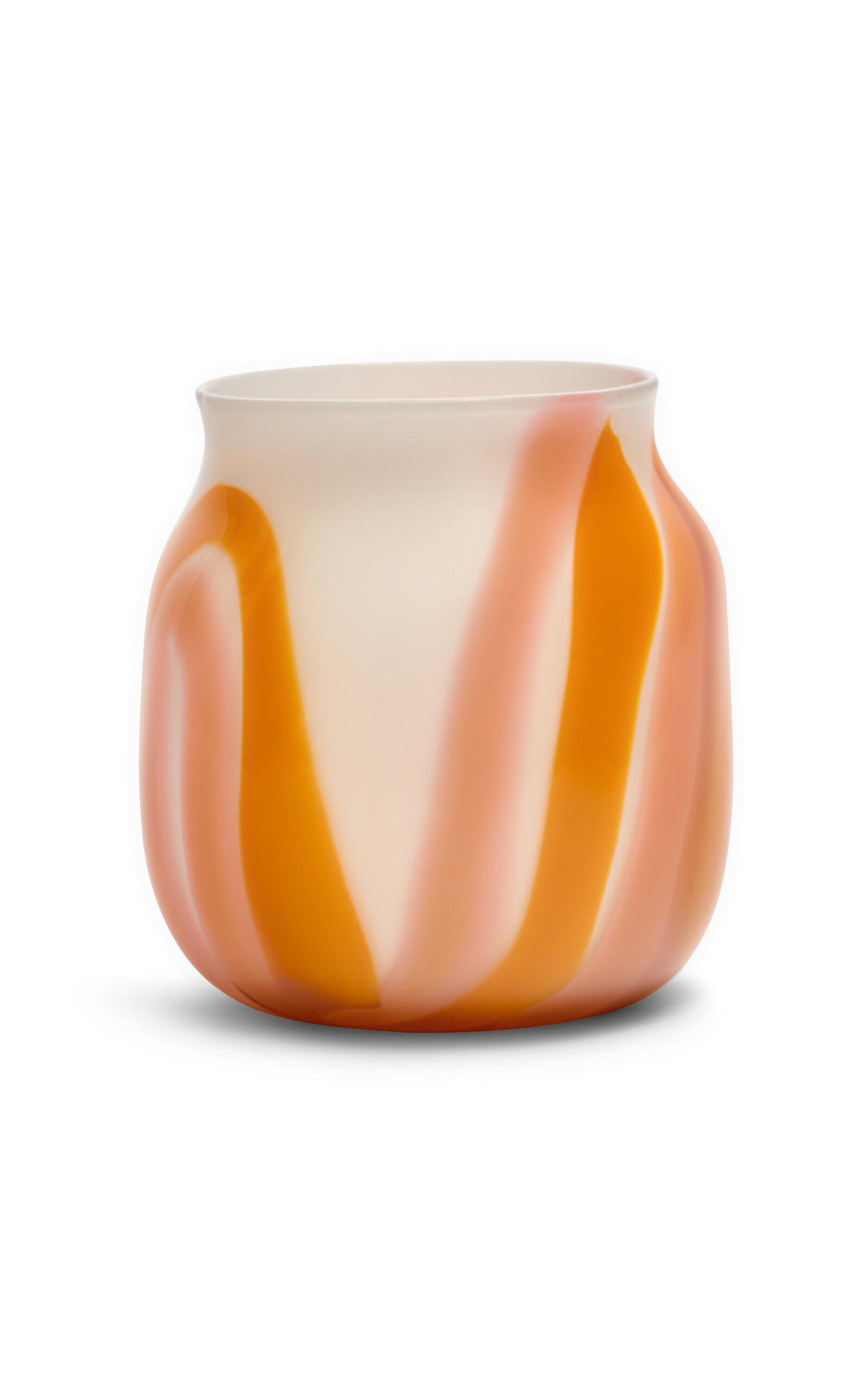 Paul Arnhold Glass - Exclusive White Vase With Flamingo And Sahara Strokes - White - Moda Operandi by PAUL ARNHOLD GLASS