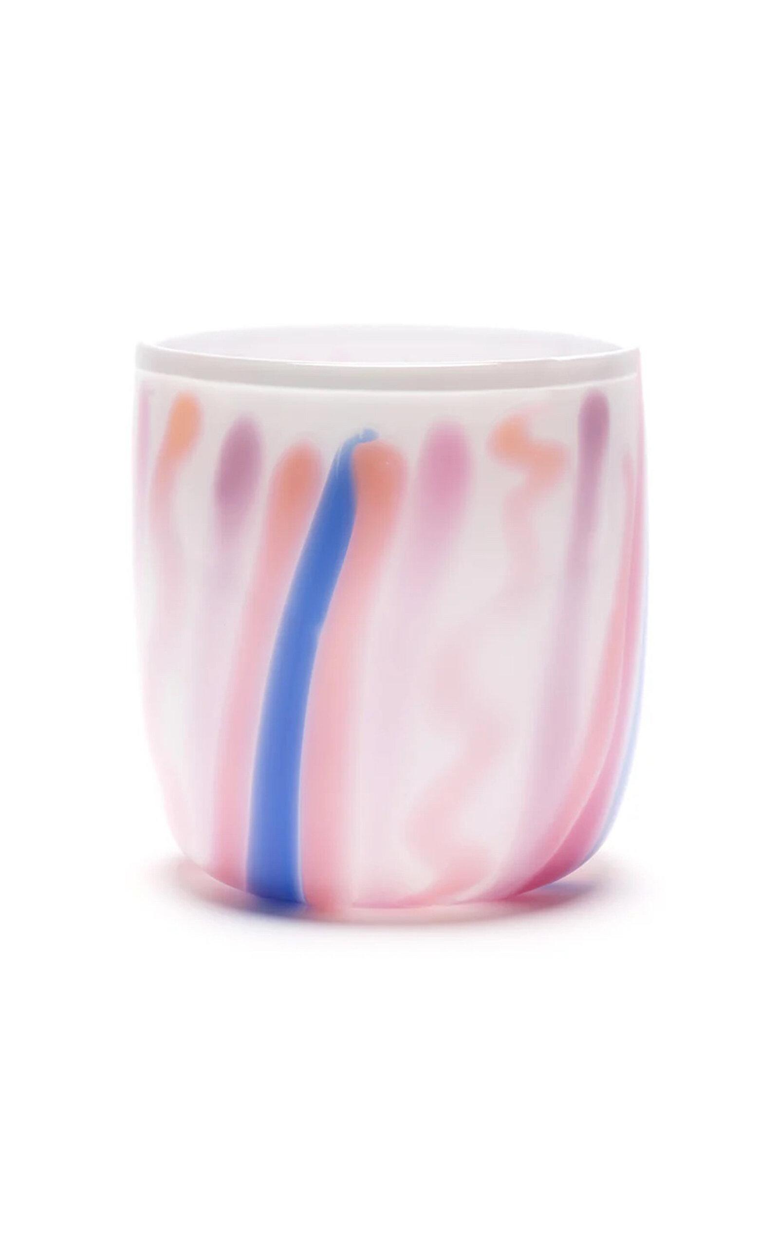 Paul Arnhold Glass - Exclusive White Vase With Flamingo Pink; Sky Blue; And Rose Strokes - White - Moda Operandi by PAUL ARNHOLD GLASS