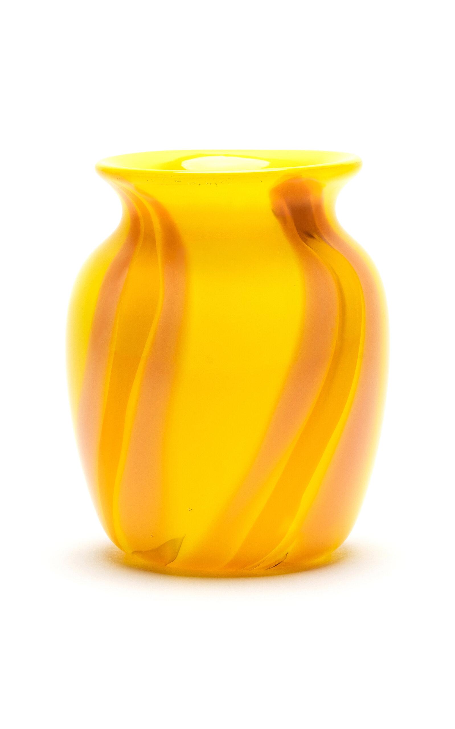 Paul Arnhold Glass - Exclusive Yellow Vase With Coral And Yellow Stripes - Yellow - Moda Operandi by PAUL ARNHOLD GLASS