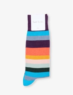 Artist stripe-pattern cotton-blend knitted socks by PAUL SMITH