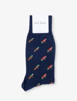 Bird-pattern cotton-blend knitted socks by PAUL SMITH