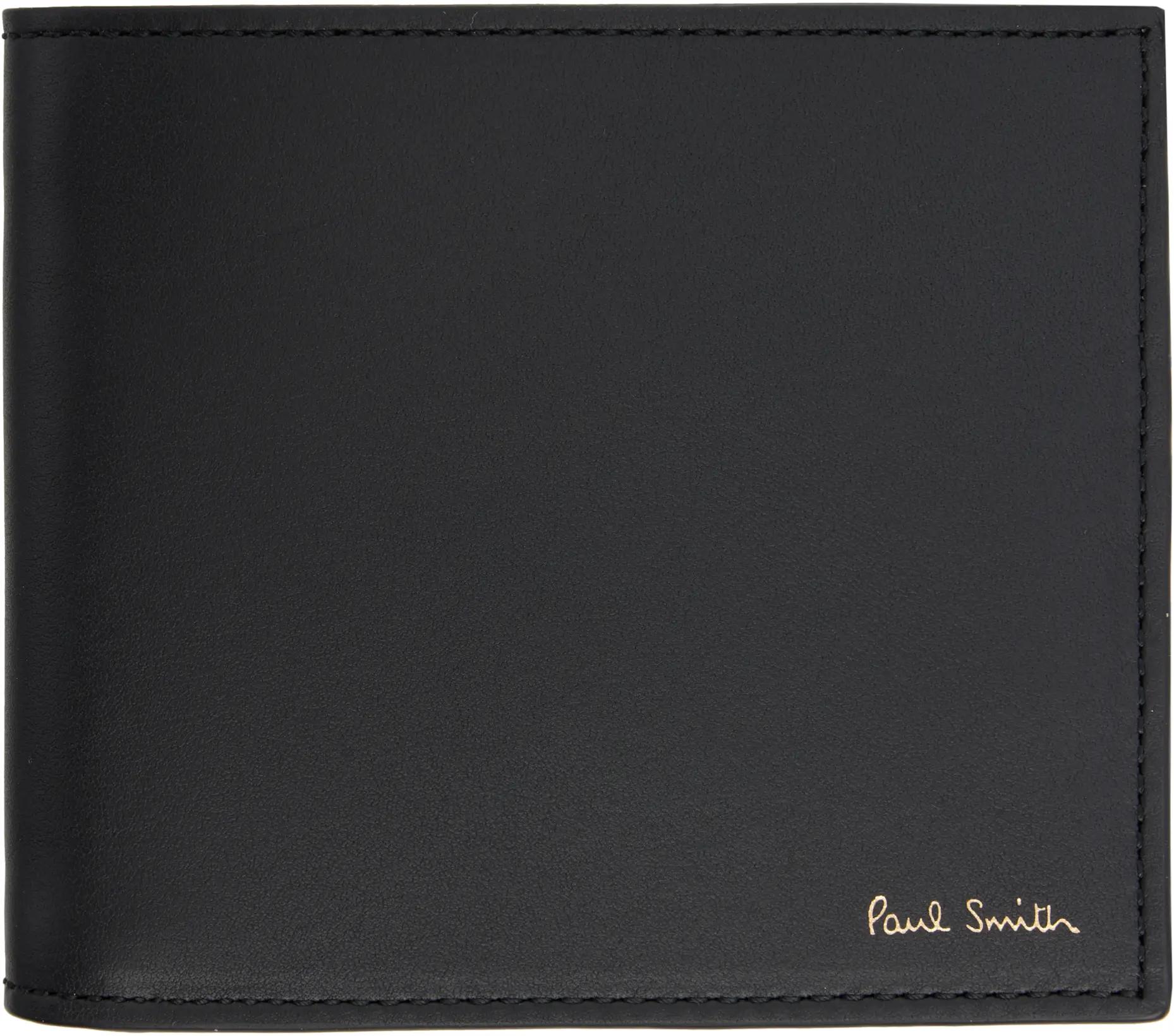 Black Leather 'Signature Stripe' Interior Billfold Wallet by PAUL SMITH