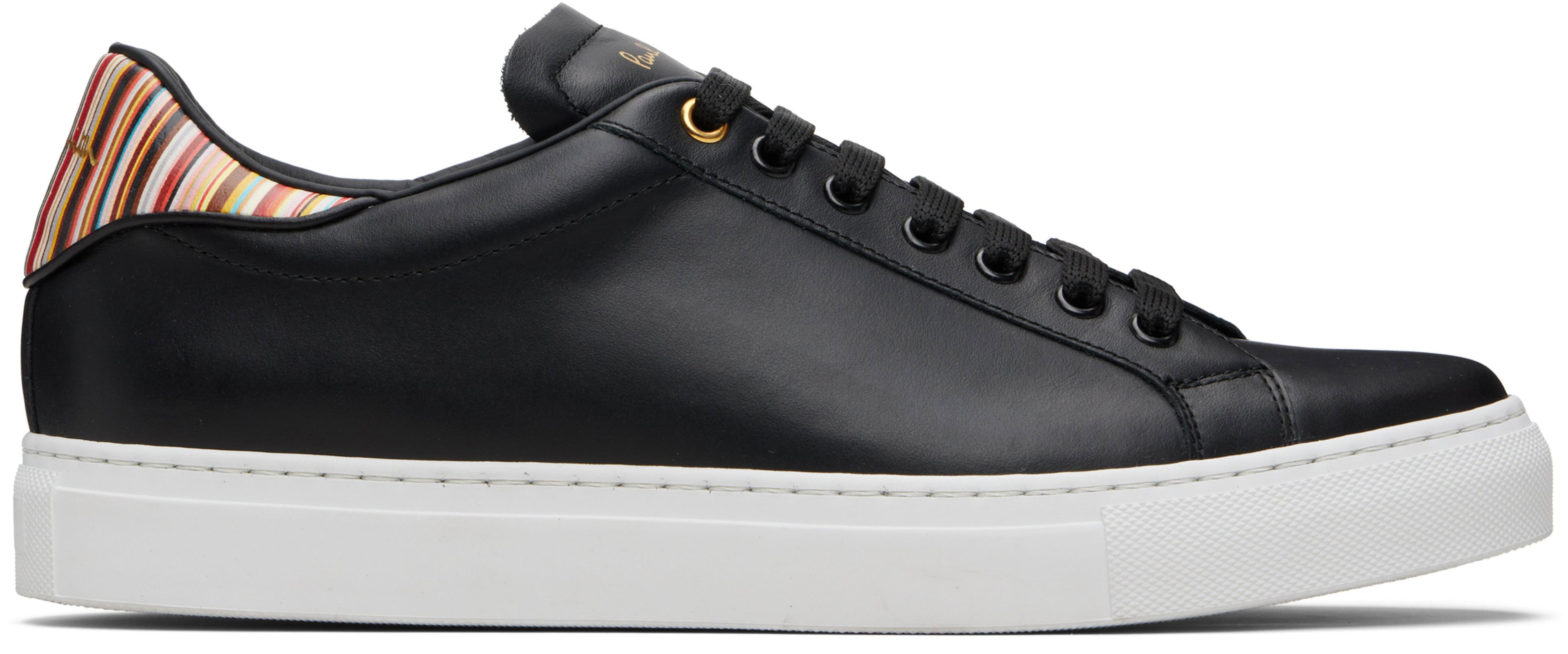 Black Signature Stripe Heel Panel Leather Beck Sneakers by PAUL SMITH