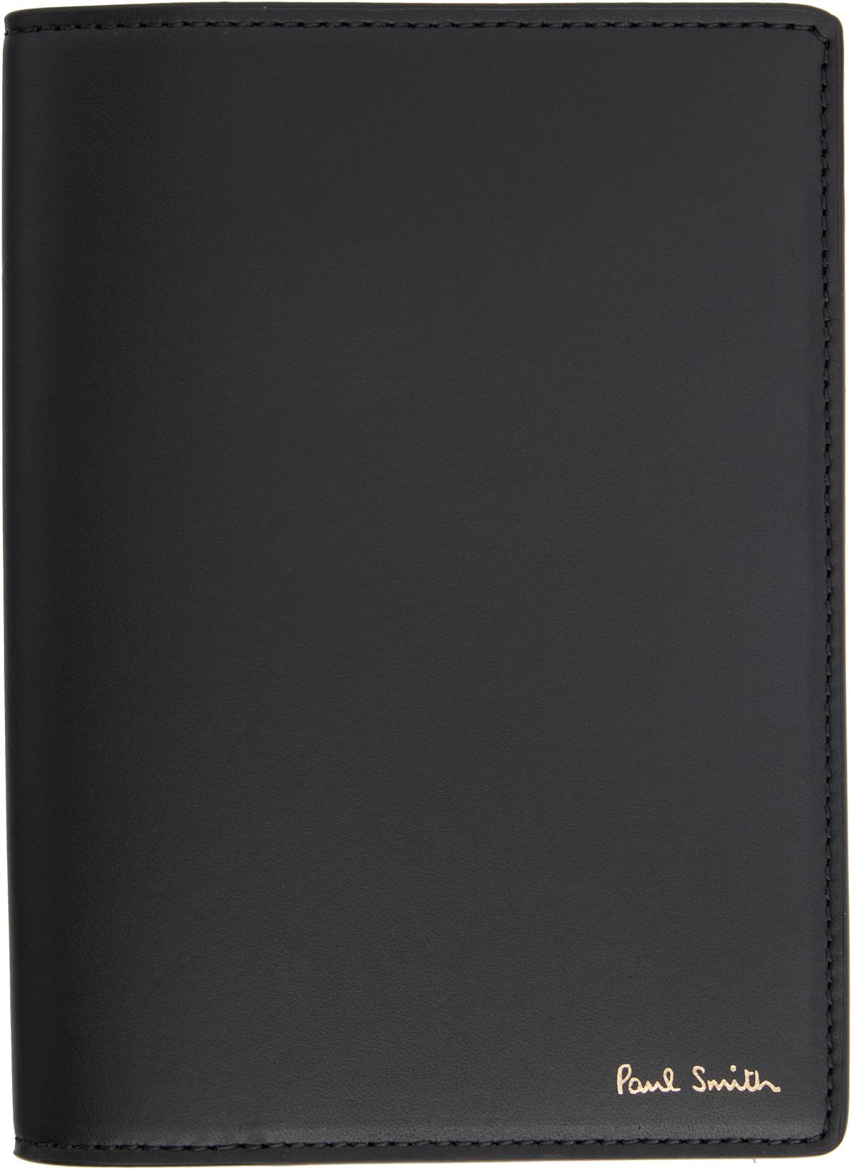 Black 'Signature Stripe' Interior Leather Passport Holder by PAUL SMITH
