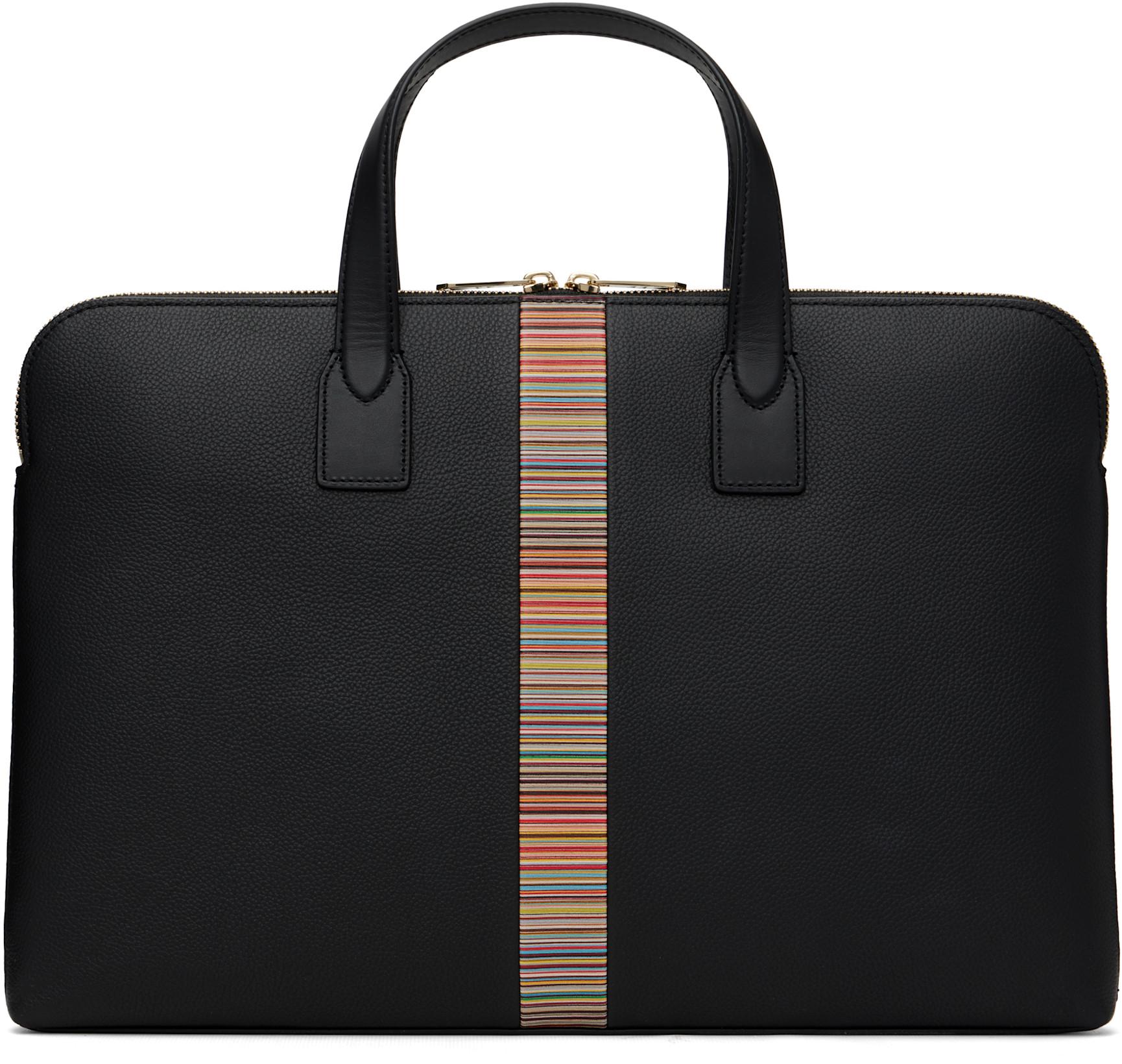 Black 'Signature Stripe' Slim Folio Briefcase by PAUL SMITH