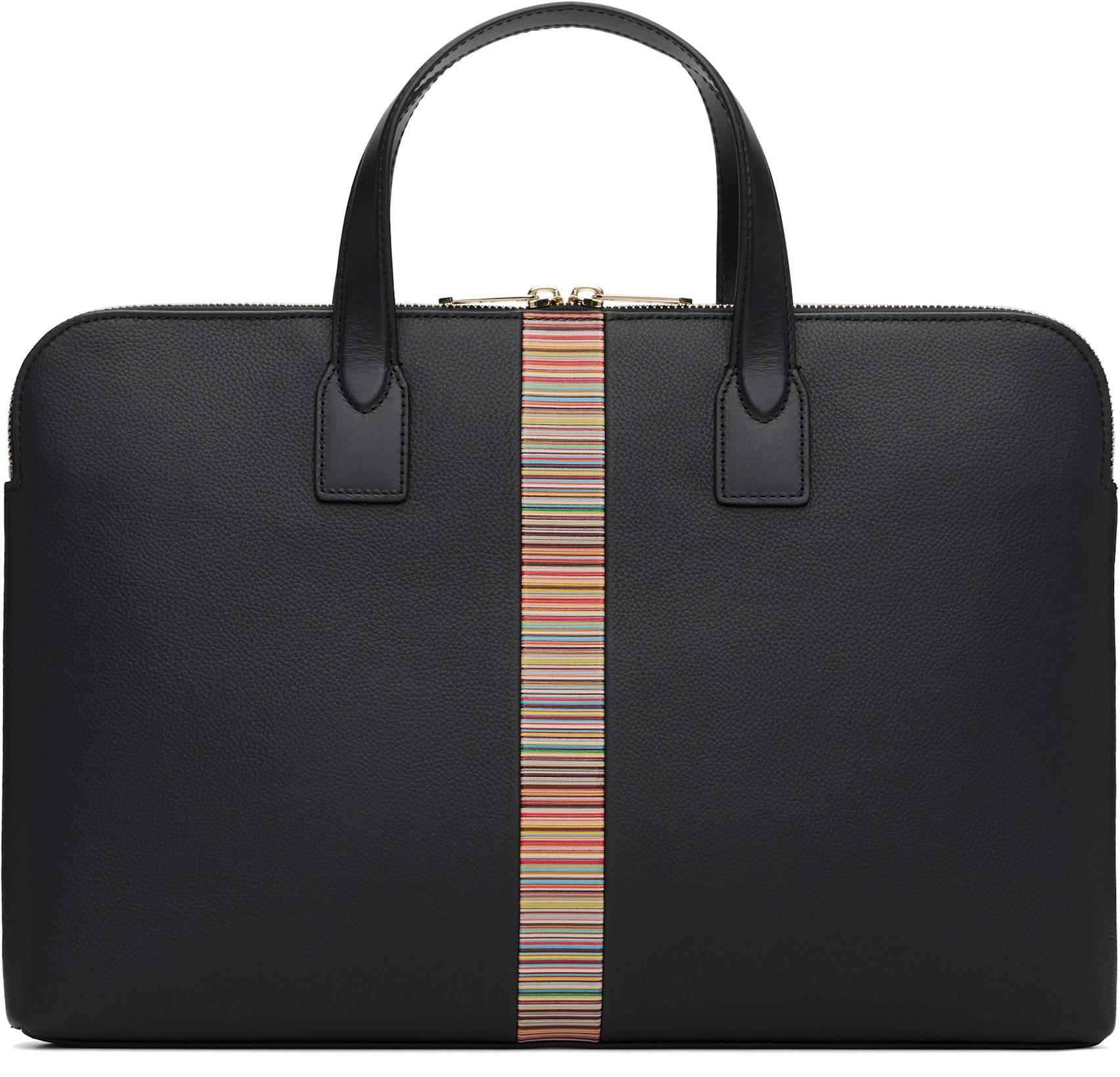 Black 'Signature Stripe' Slim Folio Briefcase by PAUL SMITH