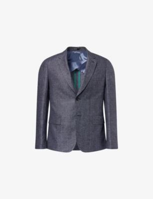 Blue Sharkskin Buggy-Lined Linen-Wool Blazer by PAUL SMITH