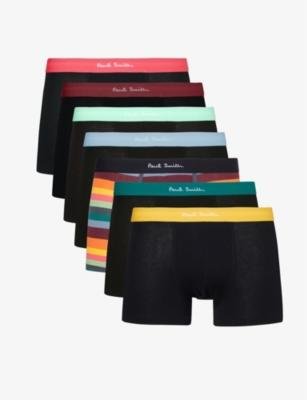 Branded-waistband pack of seven stretch organic-cotton trunks by PAUL SMITH