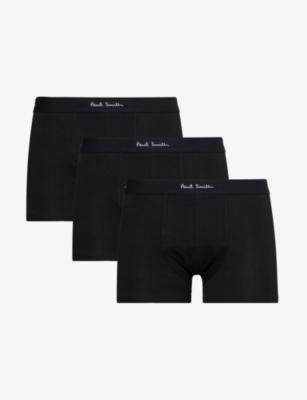 Branded-waistband pack of three stretch organic-cotton trunks by PAUL SMITH
