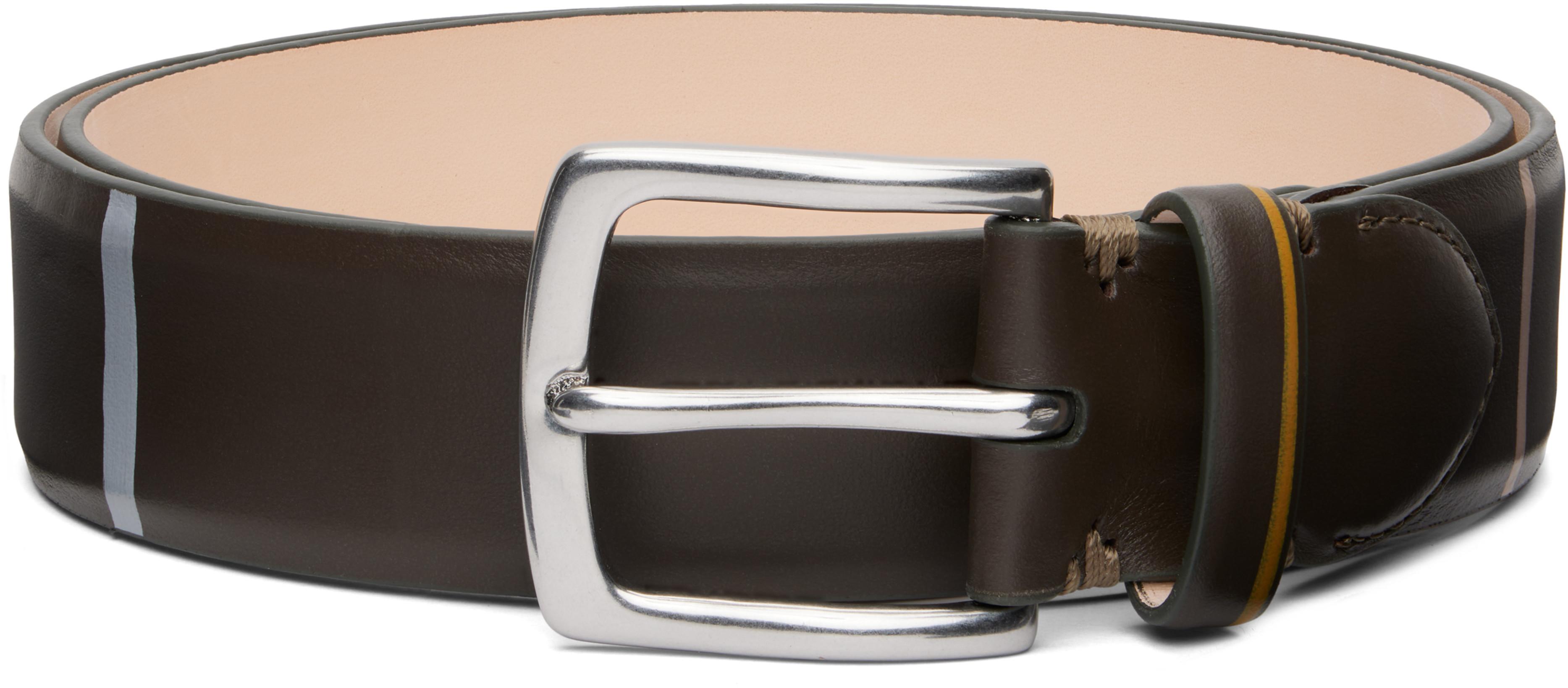 Brown Brushstroke Stripe Belt by PAUL SMITH