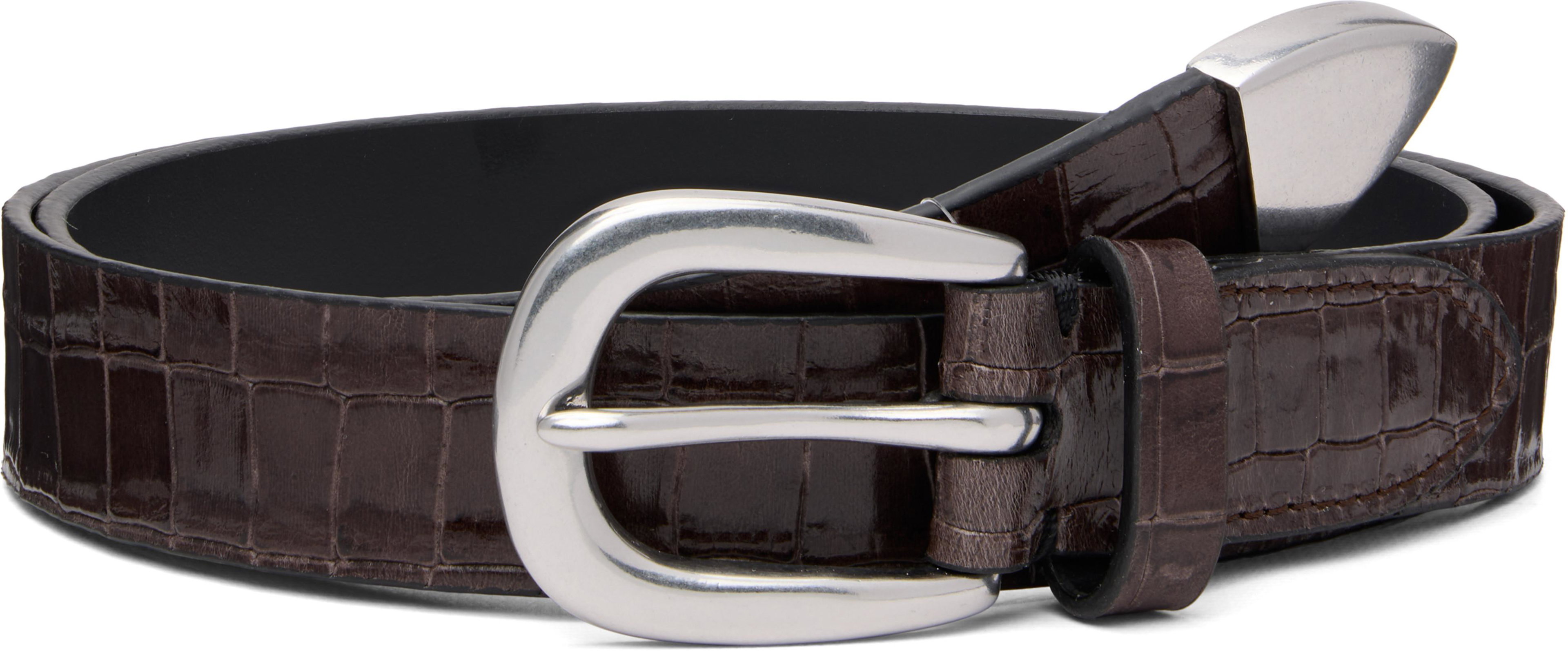 Brown Croc-Emboss Leather Belt by PAUL SMITH