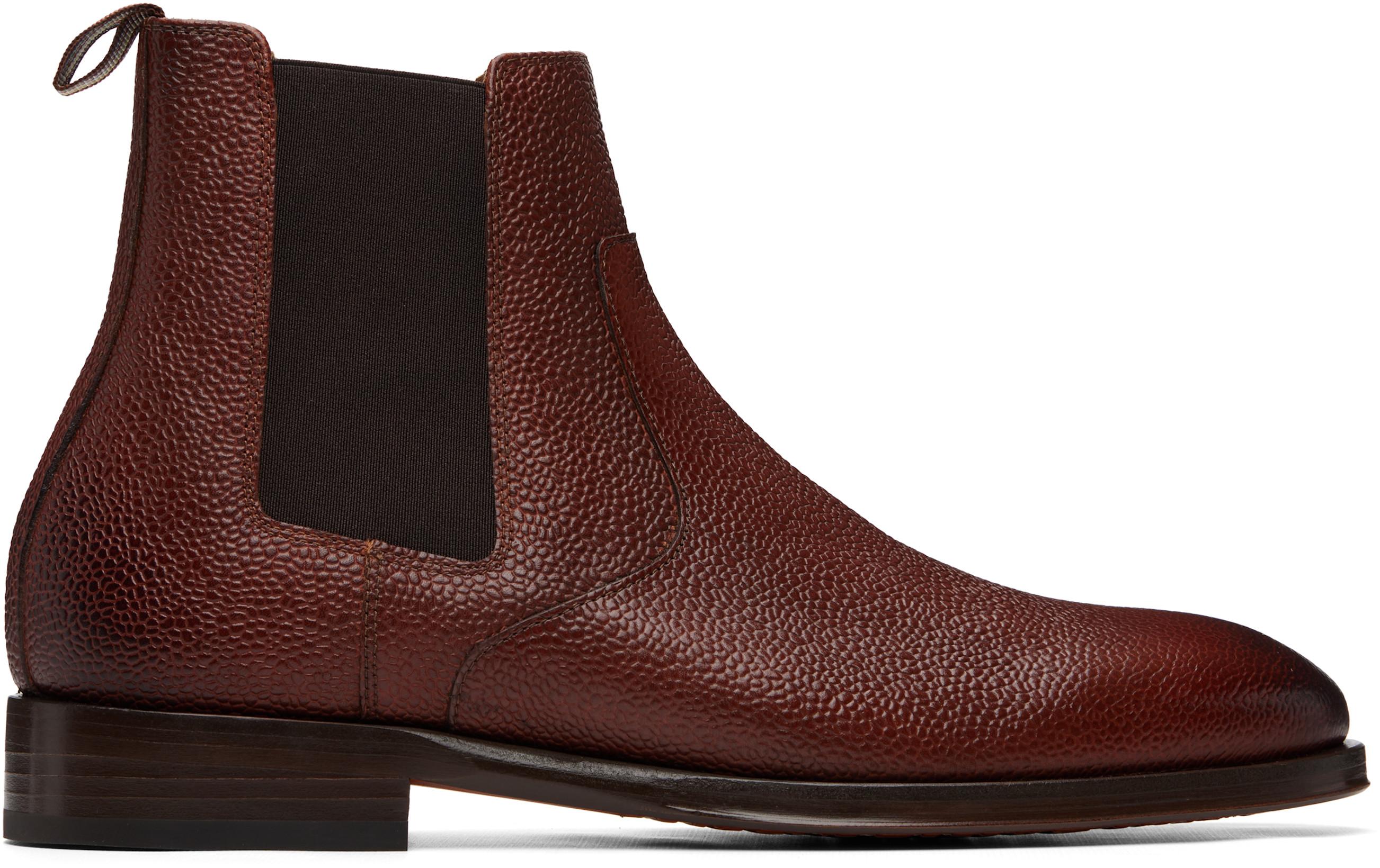 Brown Grain Leather 'Lawson' Chelsea Boots by PAUL SMITH