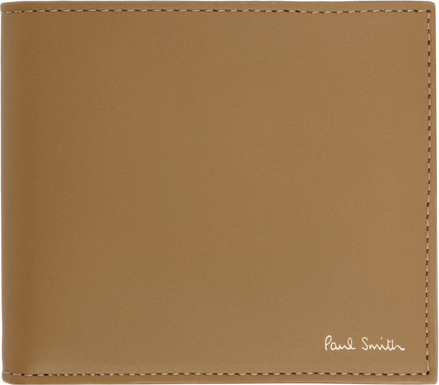 Brown Leather 'Signature Stripe' Interior Billfold Coin Wallet by PAUL SMITH