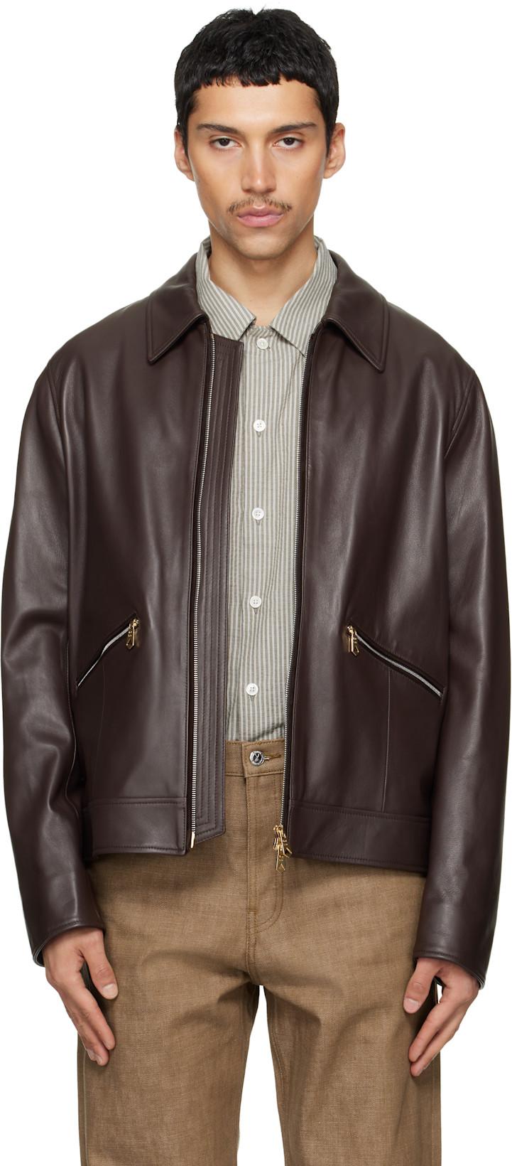 Brown Nappa Leather Jacket by PAUL SMITH