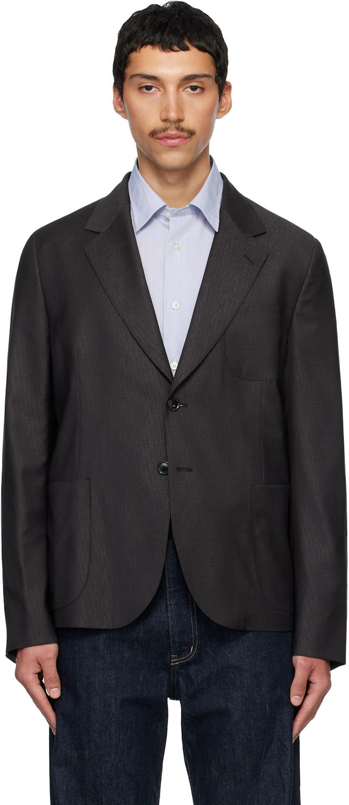 Brown Two-Button Patch Pocket Blazer by PAUL SMITH