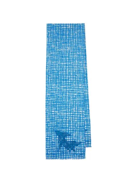 Fish check-pattern cotton scarf by PAUL SMITH