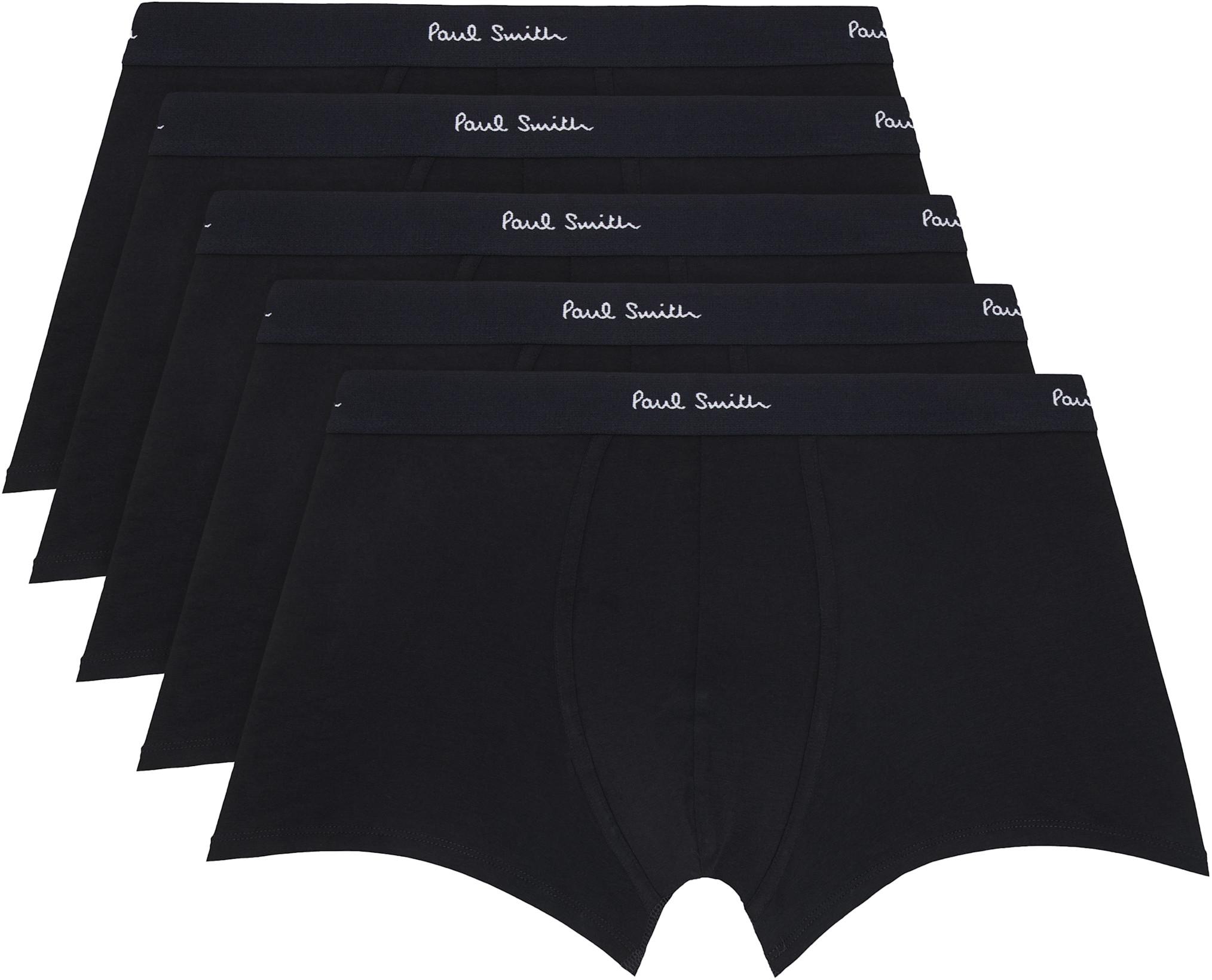 Five-Pack Black Organic Cotton Boxer Briefs by PAUL SMITH