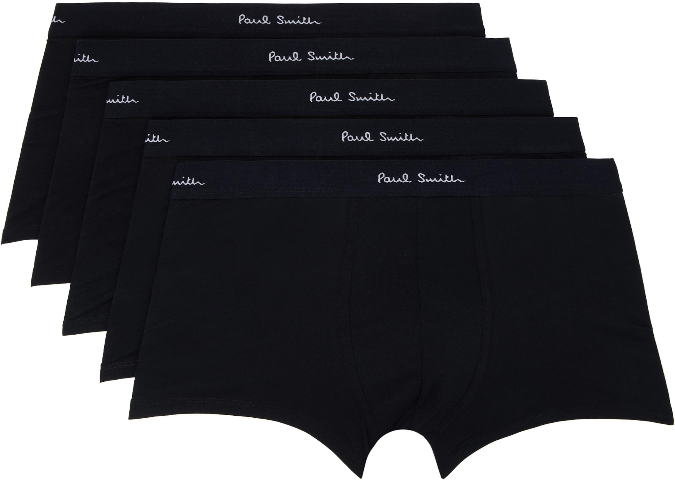Five-Pack Black Organic Cotton Boxer Briefs by PAUL SMITH