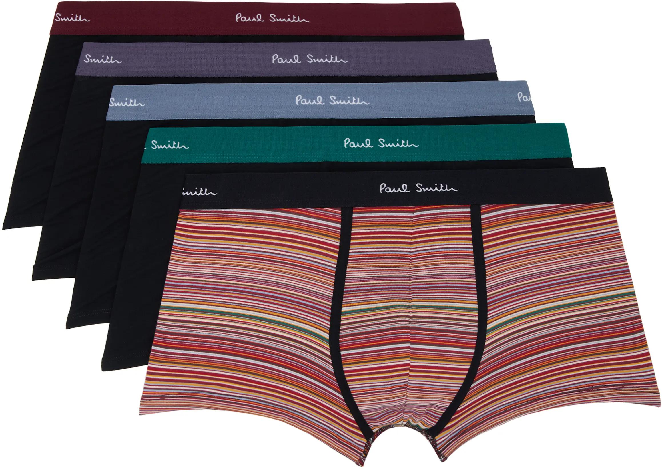 Five-Pack Multicolor 'Signature Stripe' Mixed Organic-Cotton Boxer Briefs by PAUL SMITH