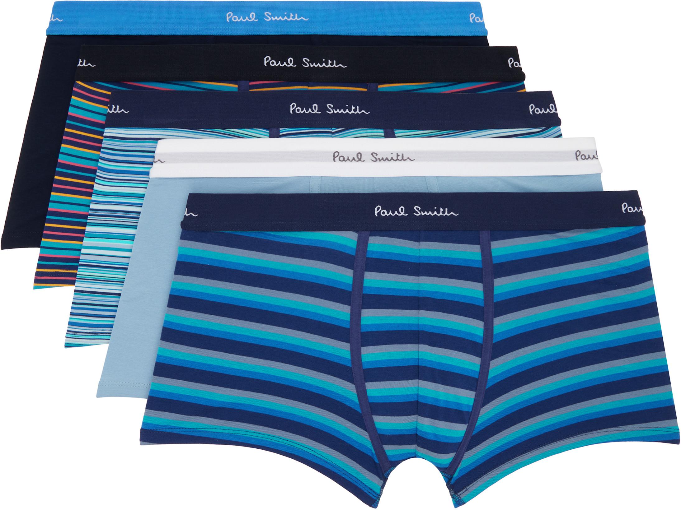 Five-Pack Multicolor Stripe & Plain Mixed Boxer Briefs by PAUL SMITH