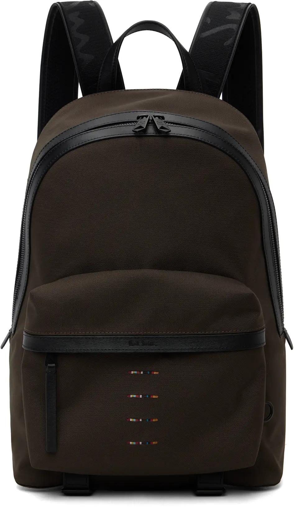 Khaki Cordura Laser 'Signature Stripe' Backpack by PAUL SMITH