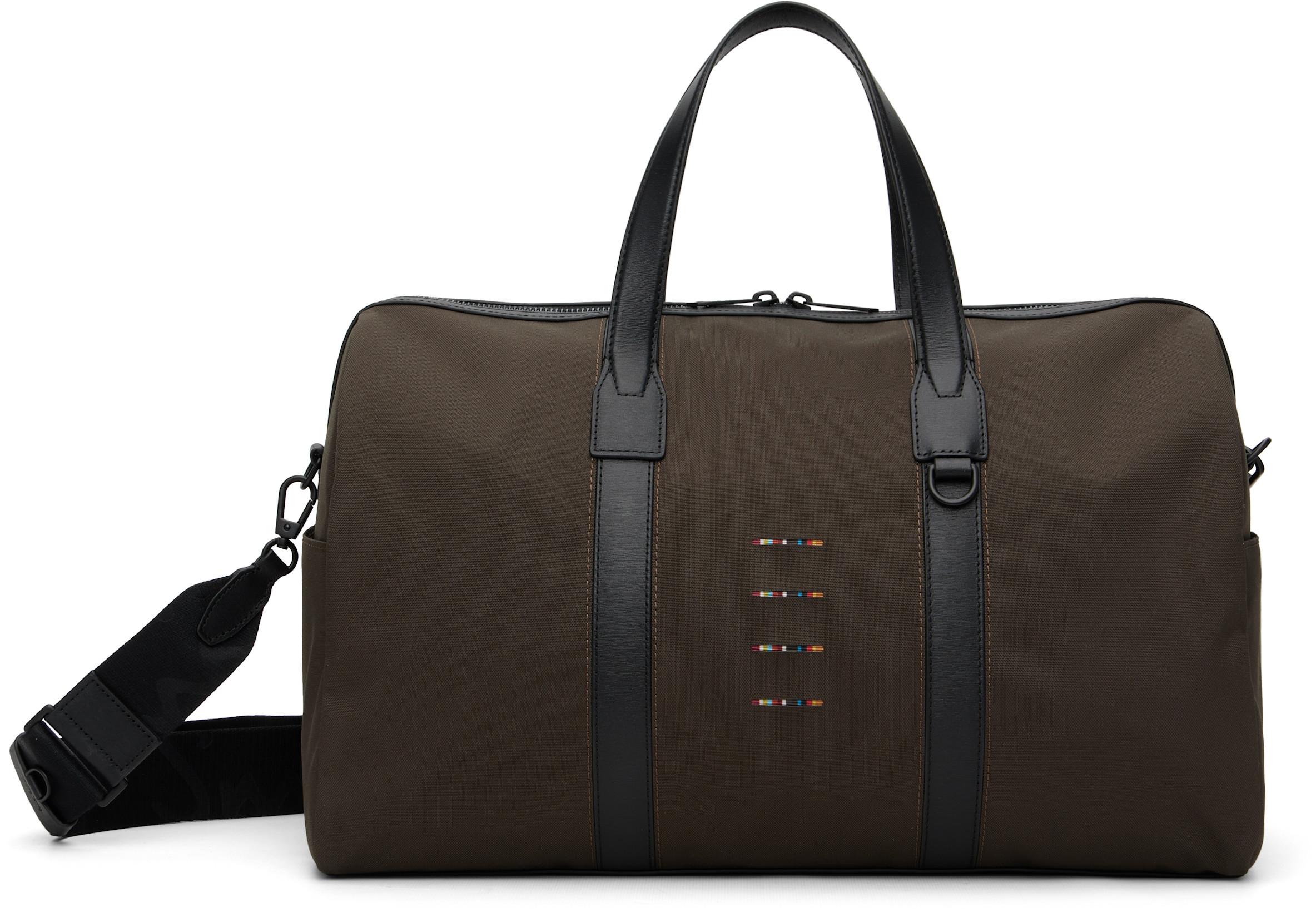Khaki Cordura Laser 'Signature Stripe' Duffle Bag by PAUL SMITH