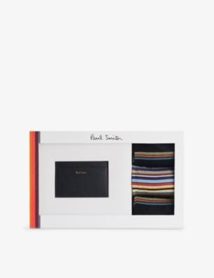 Leather Card Holder And Striped Socks Gift Set by PAUL SMITH Leather Card Holder And Striped Socks Gift Set by PAUL SMITH