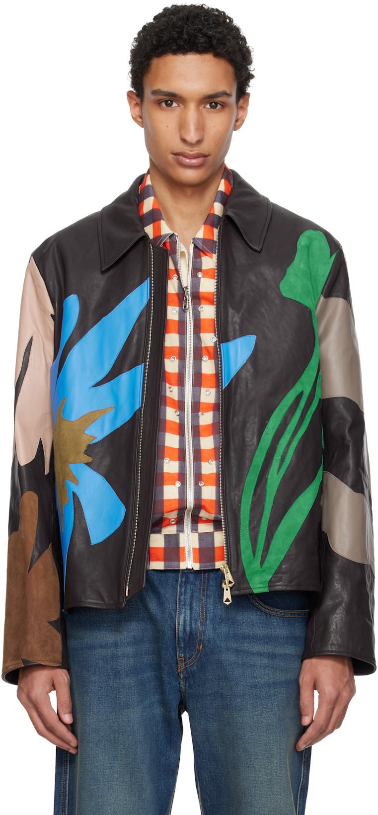 Multicolor Floral Soft Lamb Leather Jacket by PAUL SMITH