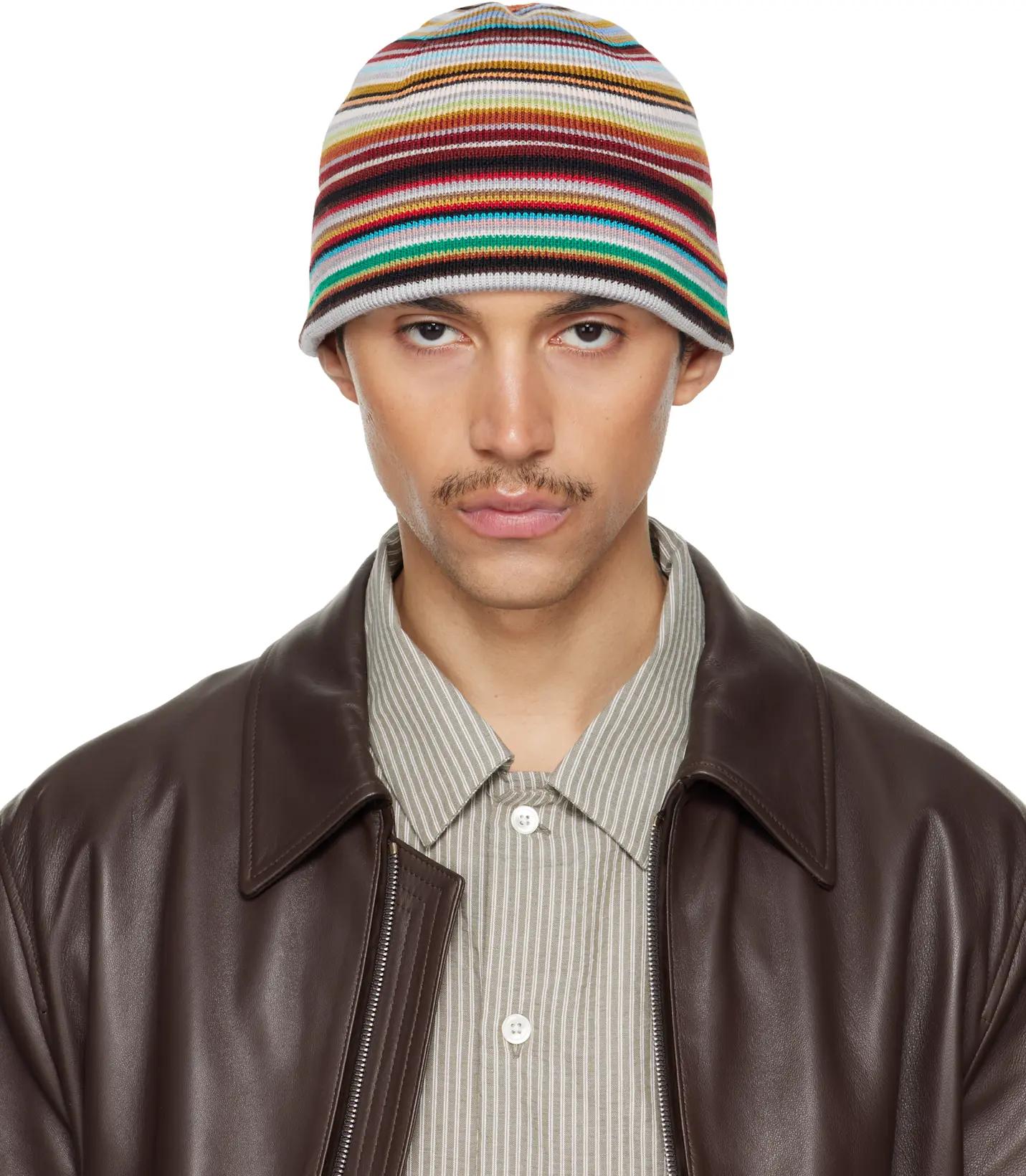 Multicolor Merino Wool 'Signature Stripe' Beanie by PAUL SMITH