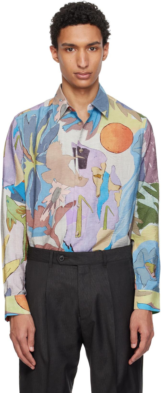 Multicolor 'River Collage' Viscose-Blend Shirt by PAUL SMITH