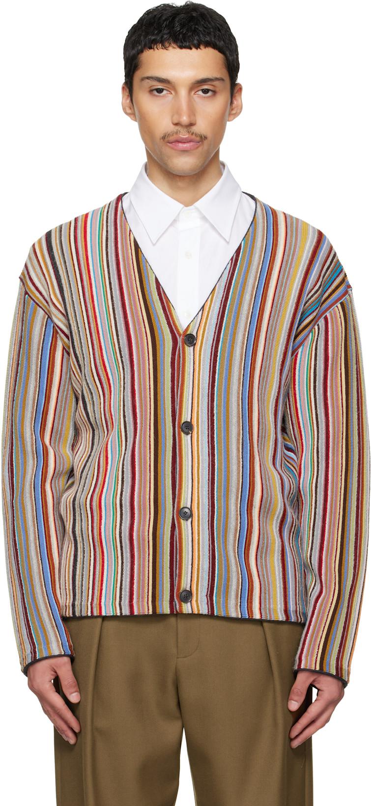 Multicolor 'Signature Stripe' Merino Wool-Blend Cardigan by PAUL SMITH