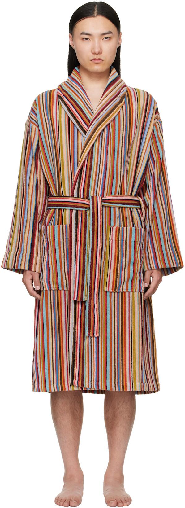 Multicolor 'Signature Stripe' Woven Cotton Bathrobe by PAUL SMITH