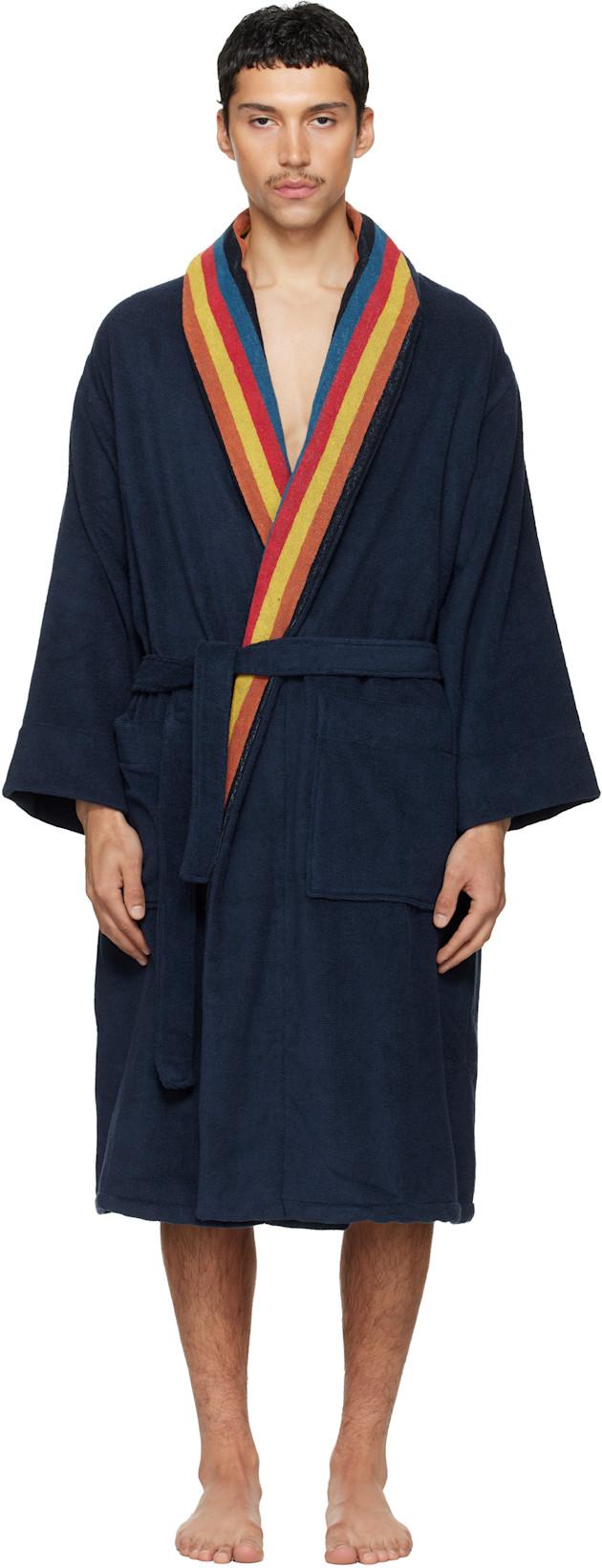 Navy 'Artist Stripe' Robe by PAUL SMITH