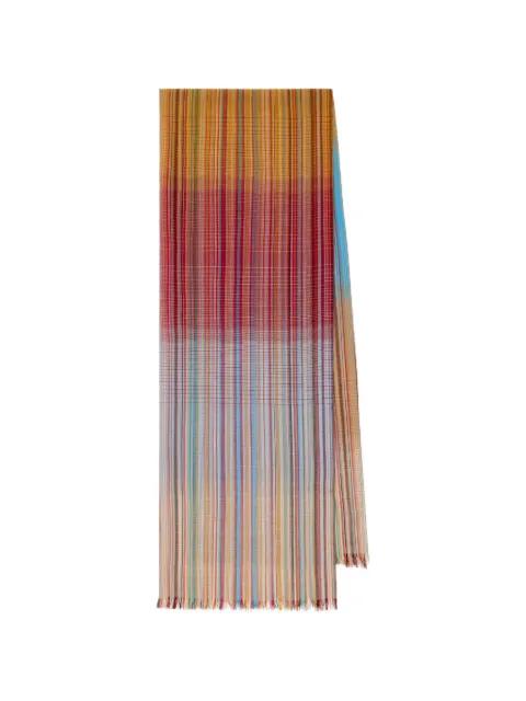 Ombre striped frayed-edge merino wool scarf by PAUL SMITH