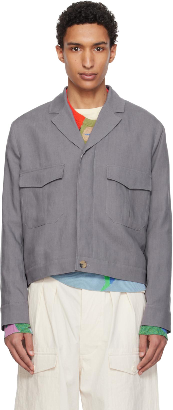 Purple Linen Open-Collar Jacket by PAUL SMITH