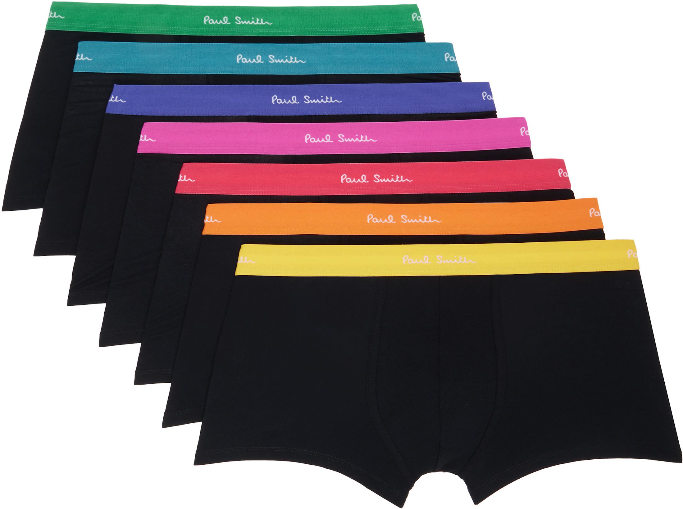 Seven-Pack Black Organic-Cotton Boxer Briefs by PAUL SMITH