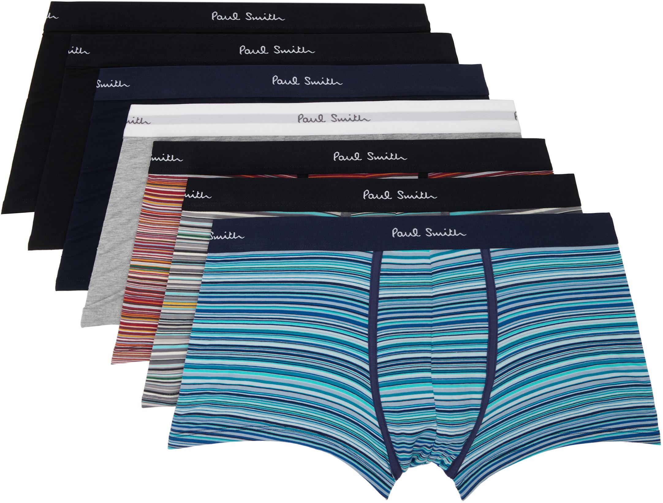 Seven-Pack Multicolor 'Signature Stripe' Organic Mixed Boxer Briefs by PAUL SMITH