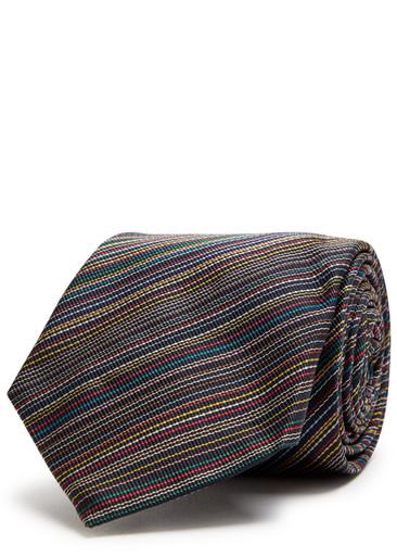 Signature Stripe embroidered tie by PAUL SMITH