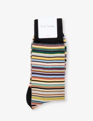 Signature stripe-pattern cotton-blend knitted socks by PAUL SMITH