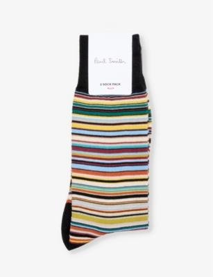 Signature stripe-pattern pack of two cotton-blend knitted socks by PAUL SMITH