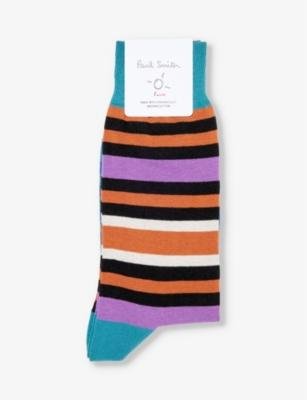 Stripe-pattern cotton-blend knitted socks by PAUL SMITH